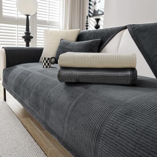 BXAEYIPOR Couch Überzug,Sofa Überzug,Sofa-Schutzhülle mit Rutschfester Unterlage,Neue Universelle rutschfeste Solide Strukturierte Sofa Überzug für Wohnzimmer,Multi-Size Sofa Sitzkissenbezug.