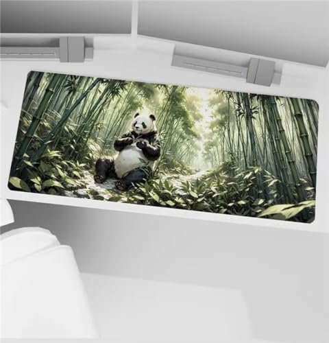 Grand Tapis de Souris de Jeu 1000x500x3mm Tapis de Souris XXL Panda Bambou Tapis de Bureau avec Base en Caoutchouc antidérapante pour Clavier, Souris et Gamer