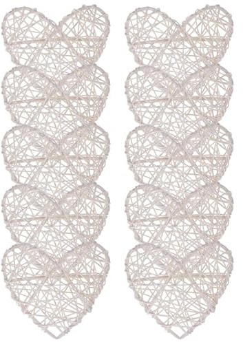 IMIKEYA 10 Stück Rattan Herzen Deko groß 16 cm Weiß Rattan Herz zum Aufhängen Rattenherzen Deko Hochzeit Dekoration DIY Handwerk Weide Wandbehänge Girlande