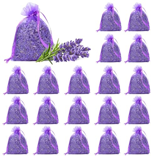 20 Pack Lavender Bags for Wardrobes & Drawers, Natural Dried Lavender Sachets for Moths & Freshness, Premium Wardrobe Freshners