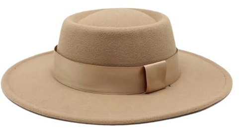 Hdhdeueh Fedoras Hut für Herren und Damen, Krempe, französisches Filzoberteil, Jazz-Mütze mit Band für Hochzeitsparty, taupe, Einheitsgröße