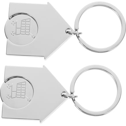 KITANDOVE 2pcs Metal Shopping Cart Token Keychain for Convenient Shopping Trolley Remover Pendant Easy Access Keyring for Supermarkets and Grocery Stores