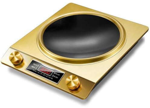 Stainless Steel Single Hot Plate, Portable Induction Hob, Single Electric Stove Burner for Cooking, Household Large Pot Stove 3500W High Power Induction Cooker,Stir-Fried Concave Induction Cooker Pot