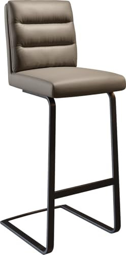 DELIFE Barstuhl Pela-Flex Freischwinger flach Metall Schwarz Echt-Leder Schlamm