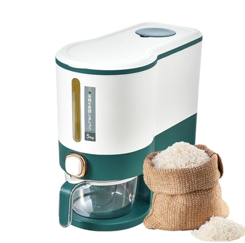 Kitchen Rice Bucket - Press Type Rice Dispenser With Measuring Cup, 5kg/10kg Cereal Storage Container | Countertop And Pantry, Durables Grain Holder For Kitchen Organization And Food Storage