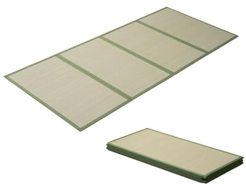 EMOOR Japanische Tatami Matte 100 x 200cm Natürliches Igusa Binsengras (Ungefärbt), Faltbare Igusa-Matratze Japanische Futon Boden Schlafen Area Teppich Meditation Yoga Zen