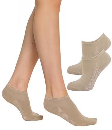 Nur Die Calcetines de bambú para zapatillas, paquete de 2 unidades, para mujer, apenas visibles, suaves, Gris beige., 40