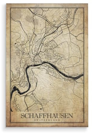 artboxONE Holzbild 60x40 cm Städte/Weitere Schaffhausen Vintage City von Künstler Webwald