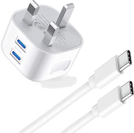 KP TECHNOLOGY 20W Charger foriPad Pro 11/13 (2025), (2024) / iPad Air 11/13 (2025), (2024) / 10.9 (10th Gen) / 12.9 Pro/Mini - Multi Port Fast Charger (USB C Cable + PD Plug) (WHITE)