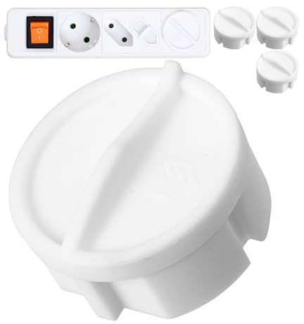Steckdosen Abdeckung, 4 Stück, Weiß, aus Silikon, Steckdosenschutz vor Spritzwasser, Staub, Deckel für SchuKo Steckdose Typ F, Kappe für Öffnungen von Kabeltrommel, Mehrfachsteckdose, Steckdosenleiste