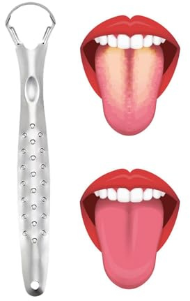 Rascador de lengua de metal | raspador de lengua de metal para adultos y | niños – Rascador de lengua para un aliento más fresco y encías saludables