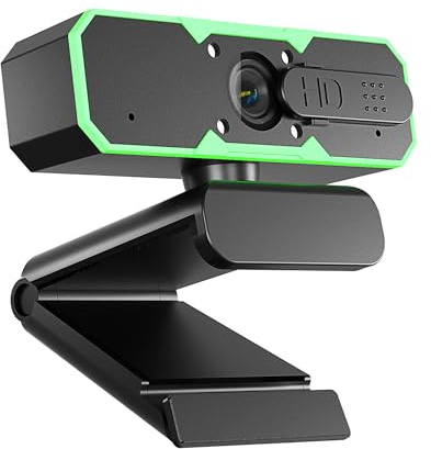 Ailomie Webcam Gaming 1080P 60FPS avec Anneau Lumineux RGB, Caméra PC de Streaming avec Autofocus, Double Microphone, éclairage LED Intégré, USB 2.0 Plug & Play pour PC, Mac, Laptop et Tablette