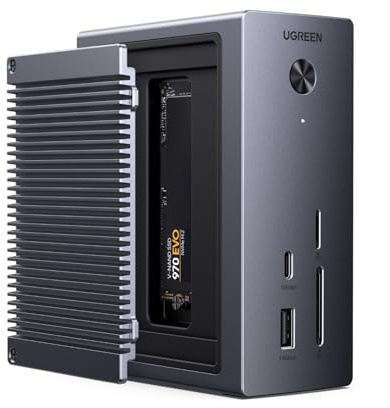UGREEN Revodok NVMe Docking Station 10-in-1 USB-C Hub 4K@60Hz HDMI, M.2 NVMe SSD Enclosure, 10Gbps USB-C/A, 100W PD Charging, Gigabit Ethernet, SD/TF for MacBook M5, Mac mini M4, Windows Laptop
