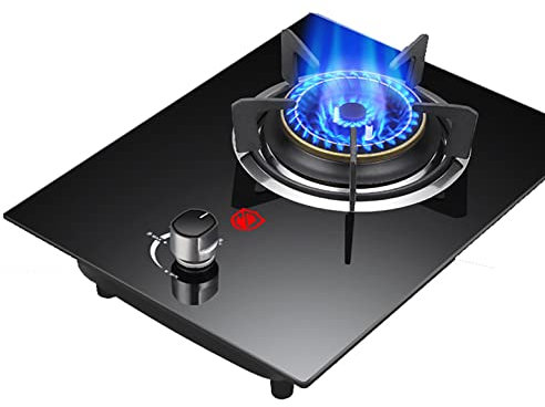Fornello a gas - Piano cottura a bruciatore singolo da incasso, fornello a gas NG/GPL con FFD e supporti in ghisa, design compatto, classe energetica A