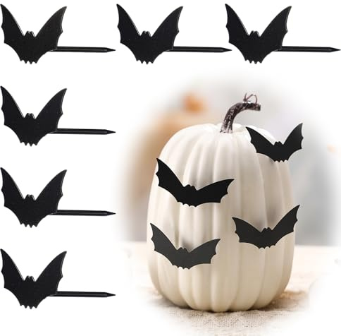 Colingmill Bat Iron Stakes Set of 6 Pumpkin Bat Stake Halloween Metal Garden Stake Steel Construction Pumpkin Signs for Front Porch Lawn Yard Ornaments Indoor Outdoor Party Decorations