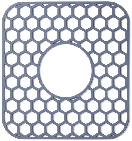 Tappetino Lavello Cucina in Silicone, Antiscivolo e Resistente al Calore,Tappetino Lavandino Cucina con Foro Centrale per Scarico,Protezione Lavello Cucina per Acciaio Inox e Ceramica,Grigio,29.5x32cm