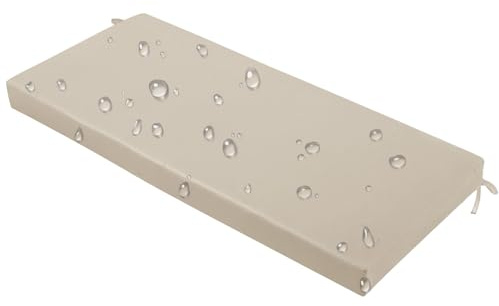 YFHT Bankauflage Outdoor Wasserfest, 110x50x5cm Gartenbank Auflage mit Bändern, Sitzauflage Bank, Sitzkissen Bank Outdoor, Sitzpolster Bank für Garten, Terrasse, Balkon，Graybeige