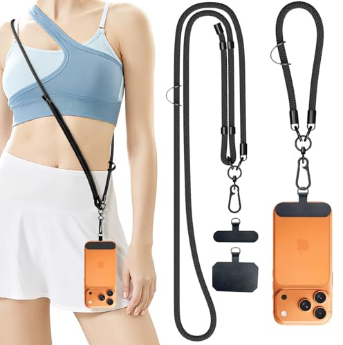 YIWOZI Adjustable Phone Lanyard Crossbody&Wrist Strap with Phone Tether Tab | 8mm Anti Theft Phone Strap for All Phone,iphone Lanyard,Universal Cell Phone Neck lanyard,Premium Metal Buckle, Skin-Friendly
