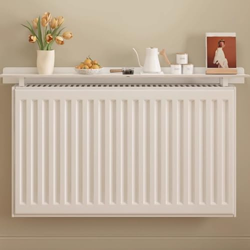Radiator Shelf, White Radiator Cover shelf with Easy to Fit Bracket No Drilling, Helps Deflect The Heat Back Into The Room(120cm/47.2in)