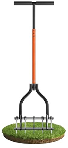 Arieggiatore Manuale per Prato,Design a Pulizia Automatica di Terra e Foglie,Arieggiatore per Prato Premontato - per Terreno Casa Campo Golf Cura del Tappeto Erboso in Primavera e Autunno e Paesaggist