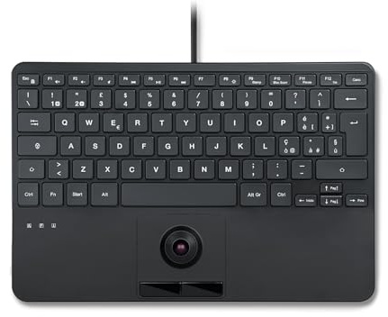 Perixx PERIBOARD-427 IT, Tastiera USB cablata retroilluminata con trackball - Retroilluminazione bianca e rossa - Dimensioni compatte 11,18 × 7,17 × 1,1 pollici - 2 hub USB integrati - Layout italiano