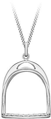 Tuscany Silver Damen Rolokette Mit Anhänger Sterling Silber Steigbügel Fein Box 41cm/16zoll - 46cm/18zoll