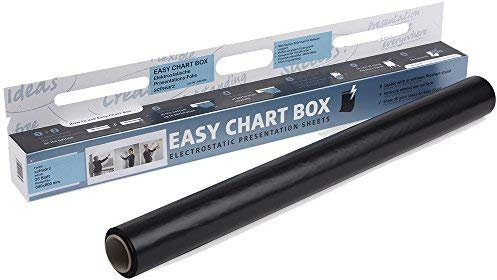 Easy-Chart Box selbsthaftende lavagna della pellicola per presentazione | Nero | 25 fogli 80 x 60 cm | come lavagna a fogli mobili, lavagna o lavagna to go