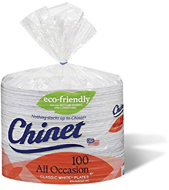 Chinet Classic White, Round All Occasion Fiber Plates, 8.75 Inch, 100 Count