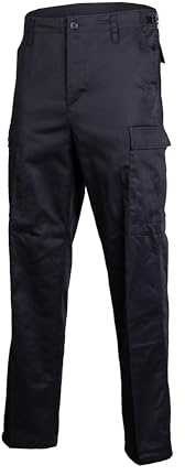 Mil-Tec US Ranger Hose Typ BDU • Herren Cargohose mit 6 geräumigen Taschen • Taktische Hose mit verstellbarem Kordelzug & Gürtelschlaufen • Feldhose für Outdoor, Arbeit & Freizeit • Schwarz, L