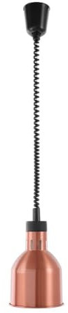 HENDI Lampe chauffante Suspendue réglable en Hauteur, cylindrique, Lampe Thermique Infrarouge pour Cuisine et Maintien des Aliments au Chaud, 230V, 250W, Ø175x(H) 250mm, Aluminium cuivré