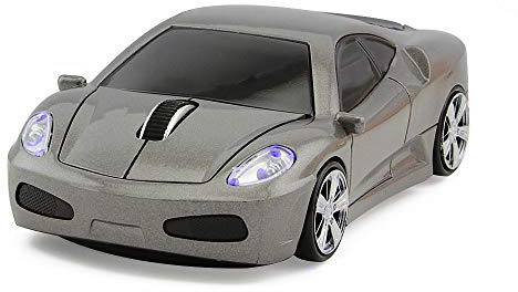 ECOiNVA Kabellos Auto Maus, Sportwagen für Laptop PC Computer Maus (Grau)