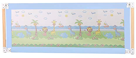 Lifting Kids Guardrail Holz extra hoch Baby Bettschienen für Kleinkinder, volle Größe, blau mit starkem Kugellager