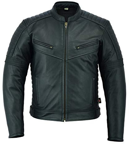 Texpeed Giacca da moto in pelle da uomo - Giacca da moto da turismo con protezione originale da motociclista CE (EN 1621-1)
