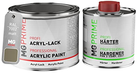 MG PRIME RAL 7002 Olivgrau/Olive grey Acryl-Lack matt 0,75 Liter / 750 ml Dose inkl. Härter