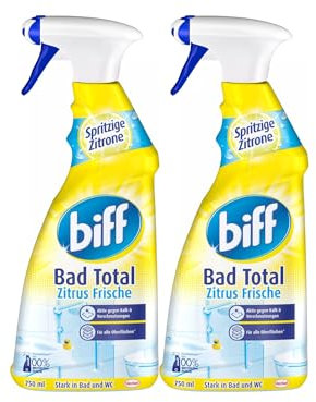 Biff Bad Total Zitrus 750ml - Stark in Bad und WC - Kraftvoll gegen Kalk - Mit Zitrusduft (2er Pack)