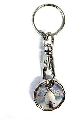 UK Phoenix Shopping Trolley Token 12 Sided New £1 Coin Key Ring Shape Locker Shop Market Supermarket Pound Coin Keychain Hook Reusable Handy Pound Token Gym Locker Troley (Penguins)