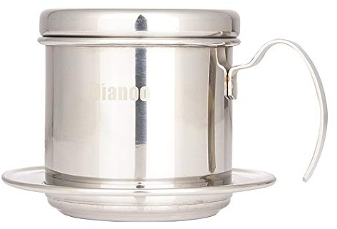 Dianoo Vietnamesische Kaffeefilterpresse, Kaffeebereiter, tragbar, Edelstahl, vietnamesischer Kaffee-Tropfer, manueller Kaffee-Ei, Filter für Zuhause, Büro, Café, Restaurant, Reisen, Silber
