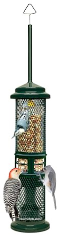 Squirrel Buster Nut Feeder Squirrel-Proof Bird Feeder for Nuts and Fruit, Two Meshes