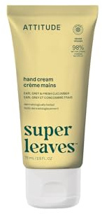 ATTITUDE Hand Cream for Dry Hands, Earl Grey & Fresh Cucumber, 2.5 Fl Oz