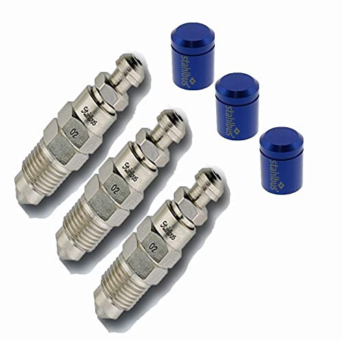 SB-110412 3X stahlbus Schnell-Entlüfterschraube M10x1.0x14mm + Ventilkappen Blau