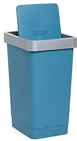 Tatay Cubo de Tapa Basculante Smart, 25L de Capacidad, Polipropileno, Libre de BPA, Bolsa Basura 30L, Color Ocean, Medidas 26 x 34 x 47 cm, Talla única