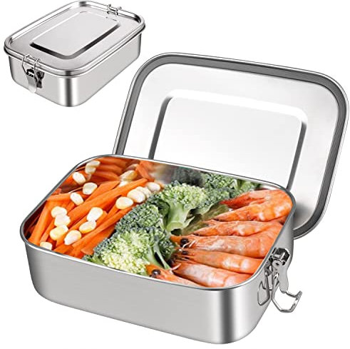 HONZUEN Lunch Box,1400 Ml Acciaio Inox Porta Pranzo con Scomparti,Bento Lunch Box Bento Box Portapranzo Senza Bpa per Bambini e Adulti,Scuola Ufficio