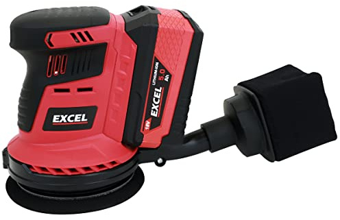 Excel 18V 125mm Rotary Sander with 1 x 5.0Ah Battery - No-Load Speed 6000/8500/11000-125mm Base Diameter