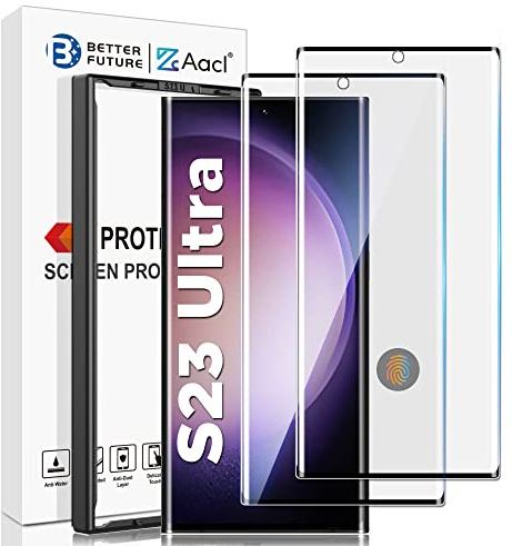 AACL for Samsung Galaxy S23 Ultra Screen Protector Tempered Glass, 3D Curved Glass for S23 Ultra 5G,6.8 Inch [Fingerprint Unlock][Anti-Scratch][Case Friendly][2 Pack]