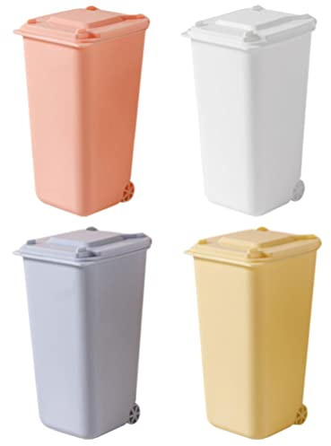 GANAZONO Desktop Trash can with Lid 4-Pack Mini Desk Bins Compact Office Waste Paper Bins and Pencil Cup Holders for Home and Workspace Organization