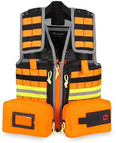 ELITE BAGS - E-Vest Einsatzweste | L-XL orange | multifunktional | flexibel