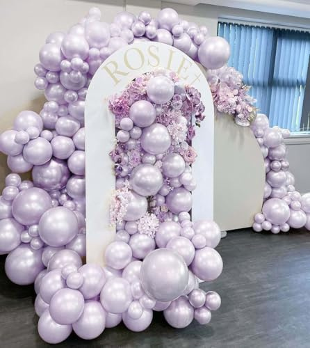 Pearl Purple Balloons Double Stuffed Purple Balloons Light Lavender Lilac Balloon Arch Different Sizes 18/12/5in Balloon for Birthday Bridal Baby Shower Fairy Butterfly Party Decor