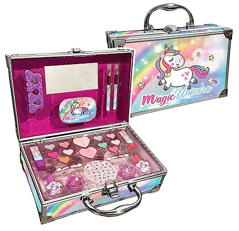 Nice Group - Magic Unicorn Case Make Up, Valigetta con Specchio e Set di Trucchi per Bambini