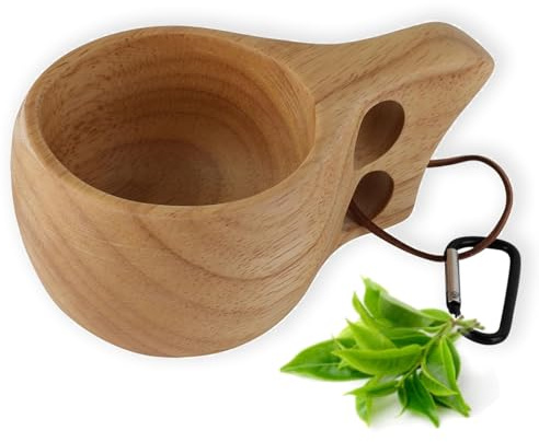 ZPSHYD Handgefertigte KUKSa-Kaffeetasse Und Wassertasse aus Gummiholz – Mit Doppelloch – Anpassbare Holztasse Für Naturliebhaber Und Kaffeeliebhaber