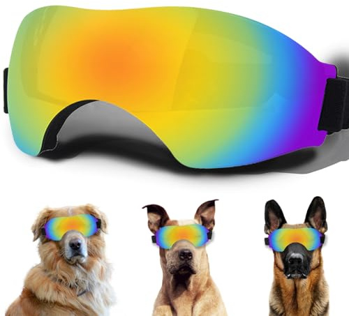 NICERINC PET Große Hundesonnenbrille, UV-Schutz, Winddicht, mit verstellbarem Riemen, geeignet für große Hunde wie Golden Retriever, Alaska, Labrador, Samojede, Husky, Deutscher Schäferhund UVM.